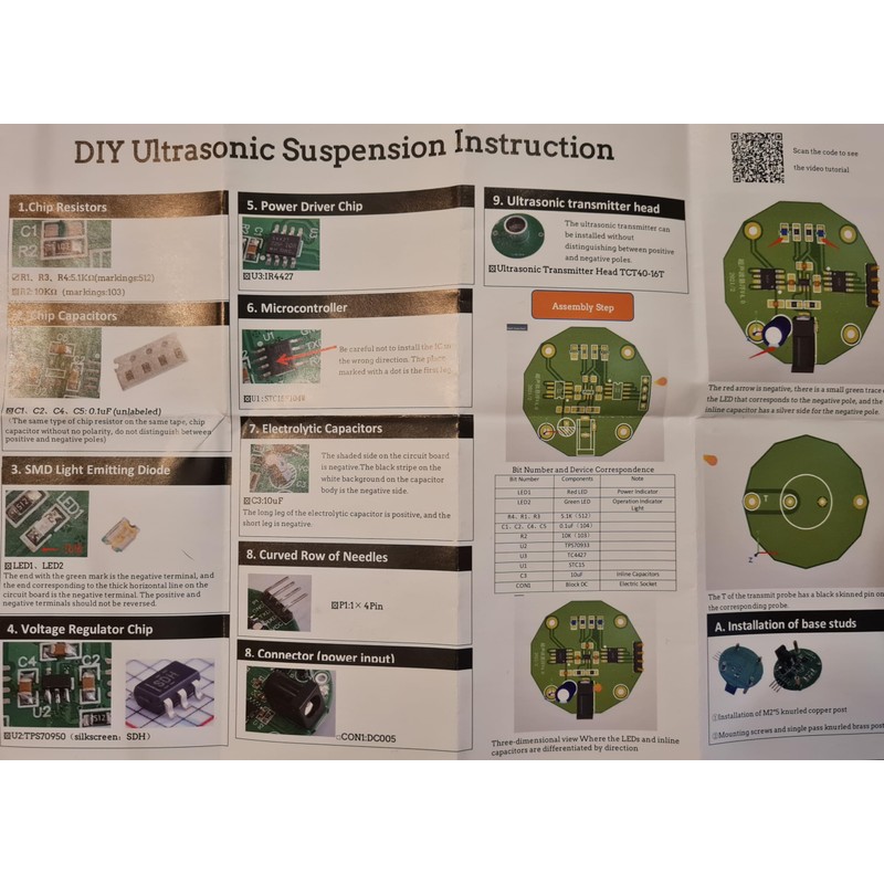 DIY Acoustic Levitation Ultrasonic Standing Wave Controller Solder Practice Kit