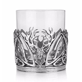 AE Williams Stunning Pewter Stag & Scottish Thistle Whisky Tumbler Glass