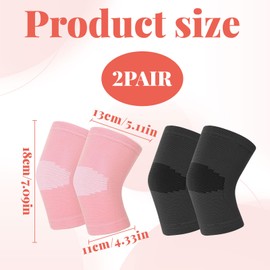 2 Pairs Kids Knee Support,Kids Knee Sleeve,Childs Knee Support,Childrens Knee Compression Sleeve,Boys & Girls for Volleyball Basketball Gymnastics Sports(Pink,Black)