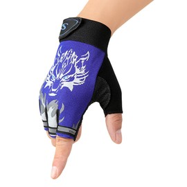 Children Cycling Fingerless Gloves Breathable Half Finger Non-Slip Shock-Absorbing Kids Bike Riding Gloves Outdoor Sports Gloves for Fishing Bicycle Roller Skating Hunting Climbing for Girls Boys