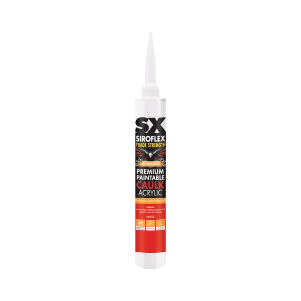 Siroflex SX Premium Caulk - A Premium Grade, Flexible Sealant Caulk, Can be Over Painted With Most Water Based and Synthetic Paints. Size - 380ml, Colour - White