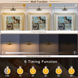 BRIVOLART 10000mAh Picture Light Battery Operated,23.6In Antique Bronze Wireless Rechargeable Picture Light 3 Colors Dimmable Art Light with Remote Timer for Paintings,Gallery