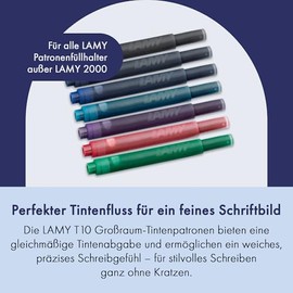 LAMY T10 10er Set löschbare Tintenpatronen mit großem Tintenvorrat - geeignet für alle Lamy Patronenfüllhaltermodelle - Inhalt 1,25ml je Patrone - 5 Stück pro Päckchen - Tintenfarbe blau