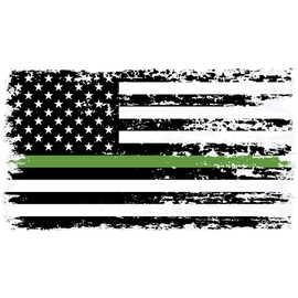 Stickios Military Sticker - Tattered American Flag Thin Green Line Army Decal for Cars, Trucks & Vehicle Windows - Made in USA (5.9x3.3 inches)