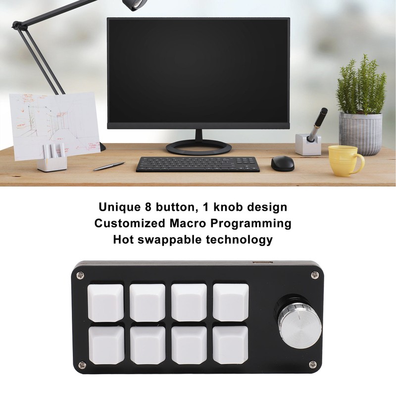 Mini 8 Key Keypad with Knob Hot Swappable Blue Switch