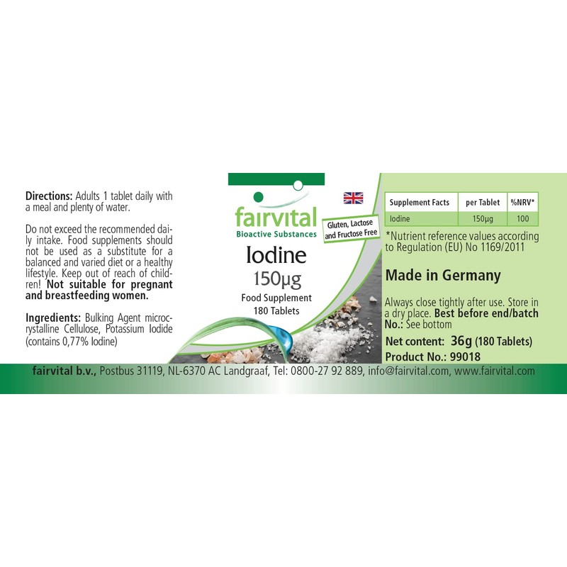 180 Tablets, Vegetarian Tablets Hochdosiert 150 mcg Iodine (Potassium Iodide)