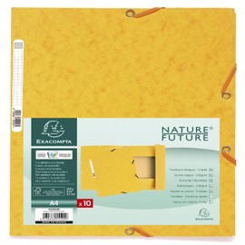 Exacompta - Ref 55509SE - Elasticated 3-Flap Folders - Suitable for Holding A4 Documents, 400gsm Glossy Card, Spine Label for Identification - Yellow (Pack of 10)