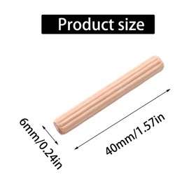 Adyoney 48Pcs 6mm x 40mm / 1/4 Inch x 1.57 Inch Wooden Dowel Pin Fluted Beveled Ends Wooden Pegs Support Shelves