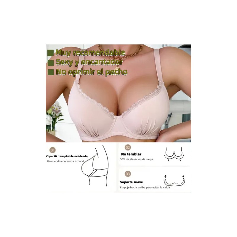 Paquete 3 Brasier Copa Preformada Varilla Push Up Colores