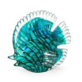LONGWIN Handmade Glass Stripe Tropical Fish Sculpture Glass Hand Blown Sea Animal Figurine Home Tabletop Decoration Ornaments