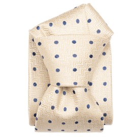 Elizabetta Standard Men's Jacquard Italian 100% Silk Ties - Handmade Woven Neckties - Polka dots Pale Yellow