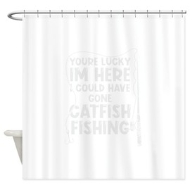 CafePress Fishing Rod Catfish Fishing Fisherm Decorative Fabric Shower Curtain