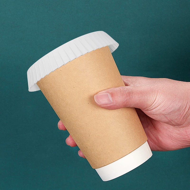 FERCAISH Disposable Paper Recycled Drinking Lids Coffee Hot Cups Lids