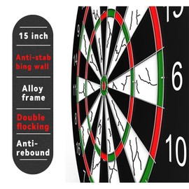 ULAKLU Dart Board Set Flocking Dart Board,Double-Sided Dart Board with 12pcs Steel Tip Darts-Multiplayer Party Games (15 inches)