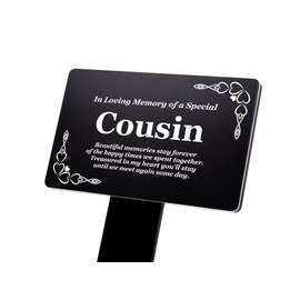 Origin Cousin Memorial Stake - Engraved with Poem (Gold/Silver/Copper or Black & White Plaque) Active (Black & White)