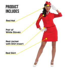 Cabin Crew - Red - Adult Fancy Dress Costume - Small - 8-10