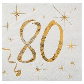 Santex Golden Times 80th Birthday Cocktail Napkins Pack of 20