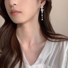 Long Pearl Cubic Zirconia Tassel Drop Dangle Earrings for Women
