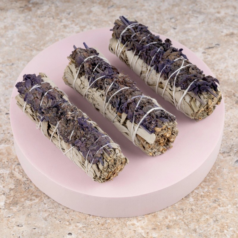 Lavender Sage Smudge Kit with Shell, Palo Santos, Stones, Bracelet,