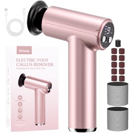 Drivox Electric Foot Callus Remover - 2 in 1 Rechargeable Electric Callus Remover for Feet, Pedicure Tools with 70pcs Sandpapers, Professional Foot Scrubber File for Dead Skin - Pink