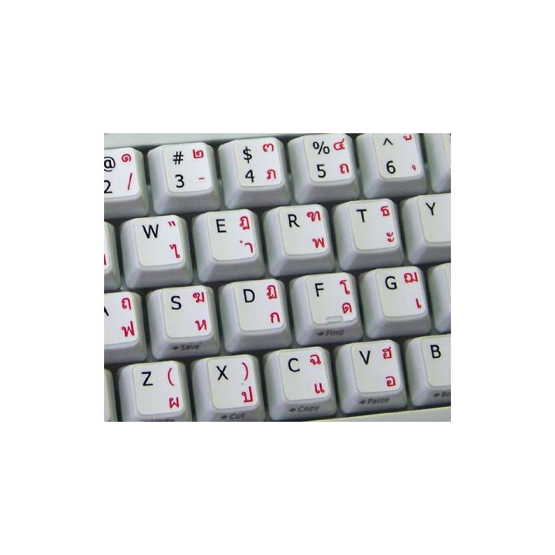 THAI-ENGLISH NON-TRANSPARENT KEYBOARD STICKER WHITE BACKGROUND