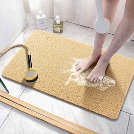 Asvin Soft Textured Bath, Shower, Tub Mat, 47x16 Inch, Phthalate Free, Non Slip Comfort Bathtub Mats with Drain, PVC Loofah Bathroom Mats for Wet Areas, Quick Drying