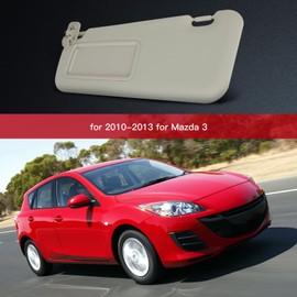 CCIYU Left Driver Side Sun Visor fit for 2010-2013 for Mazda 3(without Sunroof), Left Side Gray Sun Visor Replace BBM2-69-320C-75,BBM3-69-320C-75