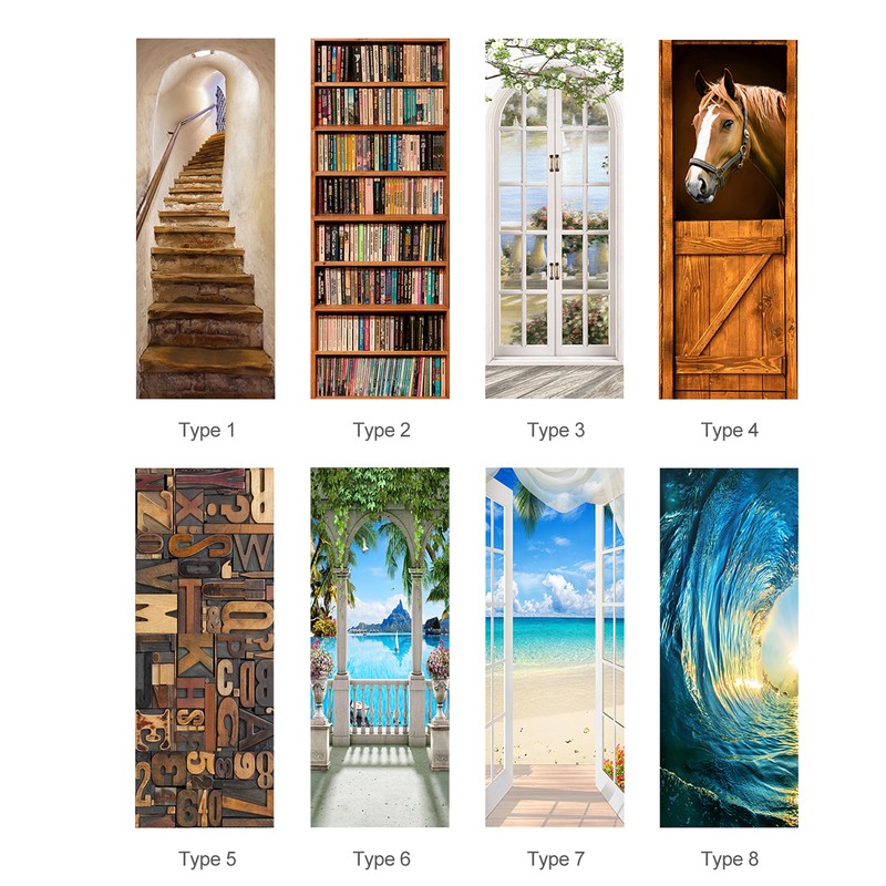 3D Door Mural Door Sticker Removable Self Adhesive Wall Decal
