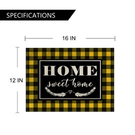 4Pack Farmhouse Decor Placemats Yellow White Buffalo Plaid Kitchen Inspirational Quotes Decor Table Mats Waterproof Heat Resistant Washable Non-Slip Place Mats for Dinner Kitchen Decor Table 12”×16”