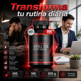 Omega 3 Krill Oil Astaxantina 2000mg 200 Capsulas Plus