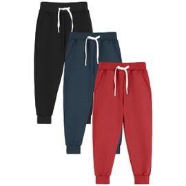 Resinta 3 Pack Toddler Boy Sweatpants Cotton Boys Athletic Joggers Pants Kids Sweats Pants with Pocket Workout Clothes