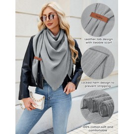 PASUDA Women's Muslin Triangle Scarf Comfortable Soft Triangle Scarf Cotton Keep Warm Neckerchief Muslin Scarf Autumn Elegant Plain Colours Large Scarf Women's Stole 190 x 80 cm, gray