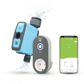 Garza - Wifi Automatic Watering Controller with Additional Smart Hub Plug, Watering Control for Outdoor Use, WiFi 2.4 GHz, Remote Control via App.