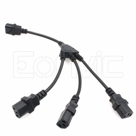 Eonvic IEC 320 C14 Male to 3x C13 Female Y Splitter Power Cable 0.3 m Black