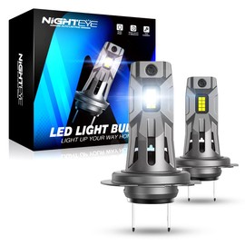 NIGHTEYE H7 LED Headlight Bulb, 60W 12000LM H7 LED Headlights Conversion Kit Mini Size H7 Headlight Bulb Super Bright 6500K White, IP68 Waterproof Plug and Play, Pack of 2