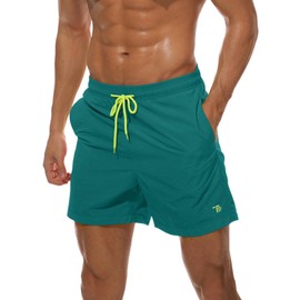 donhobo Swimming Shorts for Men, Quick-Drying Swimming Trunks, Boys' Beach Shorts, Board Shorts, Beach Shorts, Leisure Sports Shorts, dark green, S