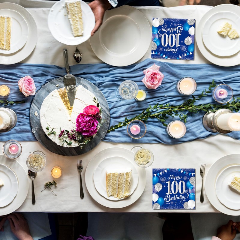 40 PCS Birthday Napkins,100th Birthday Napkins for Boys and Girls