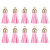 HARFINGTON 50Pcs Leather Tassel Keychain Charm Bulk with Cap for