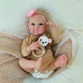 KSBD Realistic Reborn Baby Dolls - 20 Inch Cute Silicone Baby Girl Doll， Lifelike Newborn with Full Vinyl Body， Real Life Baby Dolls with Accessories for 3+ Years Old Kids Gifts