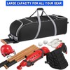 Baseball Bag with Wheels for 4 Bats,Catchers Gear Bag for
