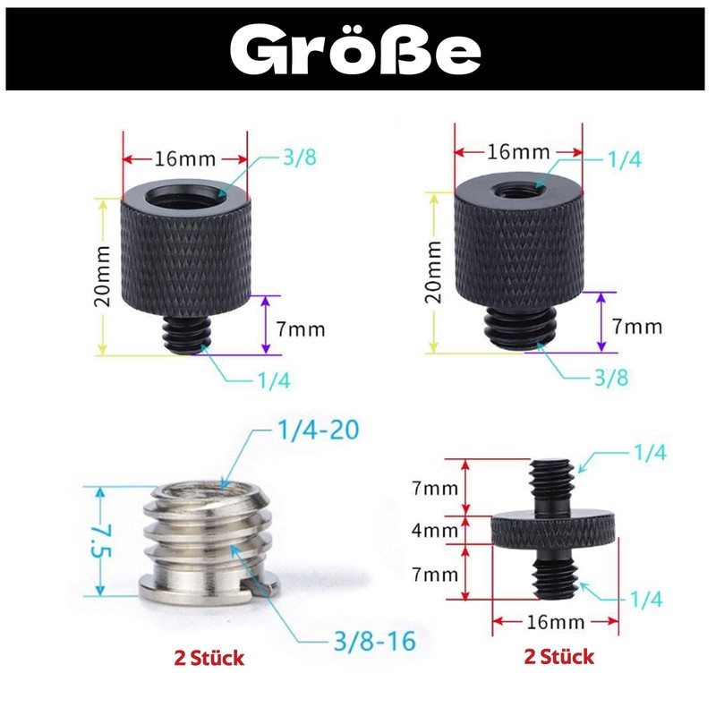 GIONAR Tripod Adapter 1/4 to 3/8 Inch Thread Adapter, 3/8