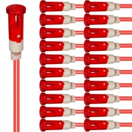 Gebildet 20pcs LED Indicator Light 10mm Energy Saving LED Indicator Light Voltage AC/DC 12-24V Current Square Mounting Hole Size 10mm (Red)