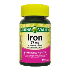 Convergence Spring Valley Iron as Ferrous Sulfate Tablets Dietary Supplement, 27 mg, 250 CountNo preservatives, Artificial Dyes or sweeteners