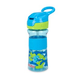 Nuby Thirsty Kids Flip-It No-Spill Toddler Sippy Cup with Soft Spout - 12 oz - 18+ Months - Aqua Camo - Back to School Essentials