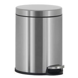 Bigacc Stainless Steel Trash Can Mini Bathroom Trash Can 6L/1.6 Gallon Round Cylinder Soft Close with Foot Pedal Easy to Remove Easy to Clean for Kitchen, Dining Room, Indoors