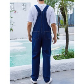 Yuanbang Overalls for Men Work Utility Coveralls Fashion Bib Romper Jumpsuit with Zipper Fly(Blue,M