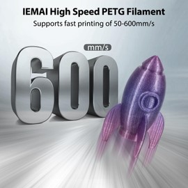 IEMAI Clear PETG Filament 1.75mm, Gradient Purple to Blue Multicolor Filament with Glitter Shiny, High Speed Transparent 3D Printer Filament with 50-600mm/s Speed, 1kg/2.2lbs