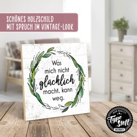 TypeStoff HS-00931 Wooden Sign with Saying - Happiness - Vintage Look with Quote as Gift and Decoration on Motivation and Goal