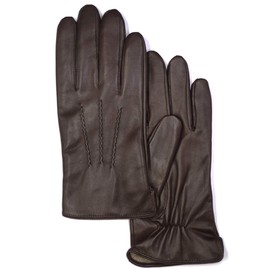 MGGMOKAY Mens Nappa Lambskin Leather Gloves(100% Cashmere Lining),Brown,X-Large