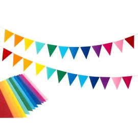 24 Pcs 16.4 Feet Pennant Banner Felt Bunting Fabric Flags Rainbow Decorations